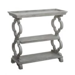 Crestview Grey Tray Top Quatrefoil Console Table, Small Accent Furniture