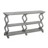 Crestview Grey Tray Top Quatrefoil Console Table, Large