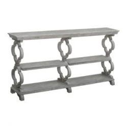 Crestview Grey Tray Top Quatrefoil Console Table, Large