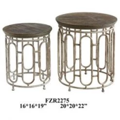 Crestview Allyson Textured Metal And Wood Side Table (Various Sizes) Accent Furniture