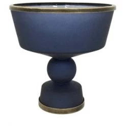 Crestview Matte Navy Pedestal Bowl Home Accents