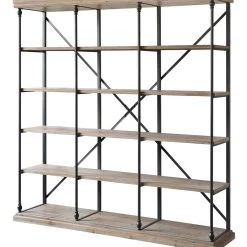 Crestview Accent Furniture Industrial Wood & Metal Bookcase, 3-Section
