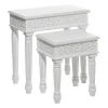 UMA Accent Furniture White Wood Nesting Tables, Set Of 2