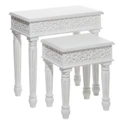 UMA Accent Furniture White Wood Nesting Tables, Set Of 2