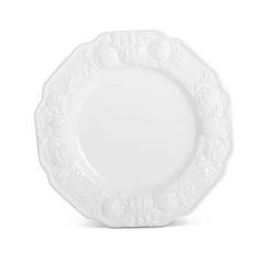 K&K Interiors Fall Kitchen & Dining White Dolomite Dinner Plate With Embossed Pumpkins