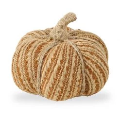 K&K Interiors Fall Home Decor Orange And Tan Burlap Pumpkin