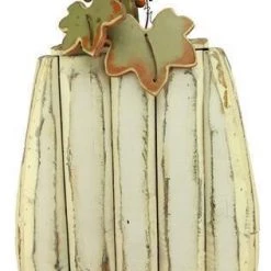 A&B Floral Wood Pumpkin, White Fall Home Decor