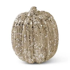 K&K Interiors Champagne Glitter Pumpkin, Medium
