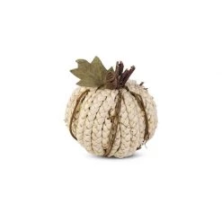 K&K Interiors Cream Braided Cornhusk Pumpkin (Various Sizes) Fall Home Decor