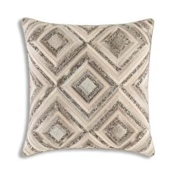 Cloud Nine Cotton Cushion Cover With Hairon Leather Patchwork