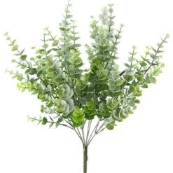 A&B Floral 16.5" Eucalyptus Bush, 2-Tone Green/Powder