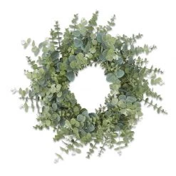 K&K Interiors 24" Blue Gum Eucalyptus Wreath With Grapevine Base Floral Arrangements