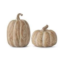 K&K Interiors White Washed Resin Pumpkin (Various Sizes) Fall Home Decor