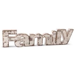 K&K Interiors White Wooden "Family" Sign Wall Art