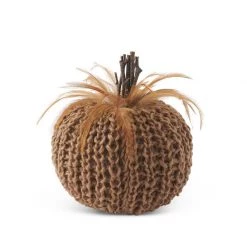 K&K Interiors Crochet Pumpkin, Brown