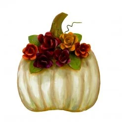Round Top Collection Cream Pumpkin With Roses