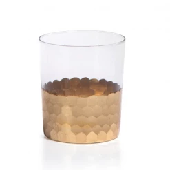 Zodax Fez Cut Glass Tumbler With Gold Leaf Kitchen Decor