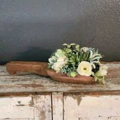 Diane Wood Scoop Floral With Succulents