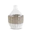 K&K Interiors Vases, Bottles, & Containers Clear Glass Bottle Vase In White & Tan Wicker Basket