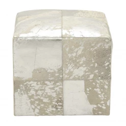 UMA White Leather Glam Ottoman