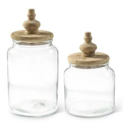 K&K Interiors Vases, Bottles, & Containers Glass Lidded Containers, Set Of 2