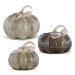K&K Interiors Gray Brown Handblown Glass Pumpkin (Various Sizes)