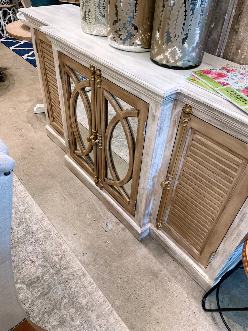 Global Imports Accent Furniture Elsie Two-Toned Mango Wood Breakfront (White & Natural) 2 Global Imports Accent Furniture Elsie Two-Toned Mango Wood Breakfront (White & Natural)