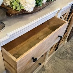 Global Imports Consoles, Breakfronts, & Sideboards Gabriel Extra Long White & Wood W/ 4 Center Drawers Console