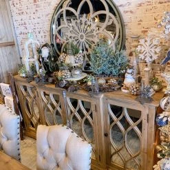 Global Imports Rowan Elm Lattice Mirrored Breakfront (Natural)