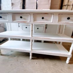 Global Imports Kelsey Distressed White W/ Drawers Console Consoles, Breakfronts, & Sideboards