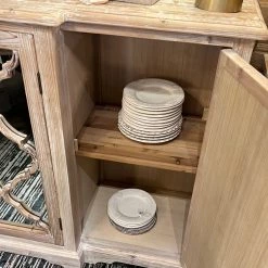 Global Imports Finley Elm Breakfront Quatrefoil Mirrored Console (Whitewash) Consoles, Breakfronts, & Sideboards