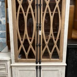 Global Imports Gabriel Two Tone Curio Display Cabinet (White And Natural)