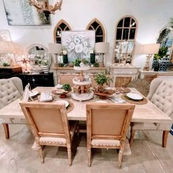 Global Imports Addison 7' Parquet Dining Table, Whitewash Finish Dining Tables