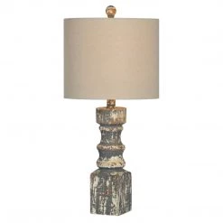 Forty West Designs Lamps Distressed Pedestal Table Lamp