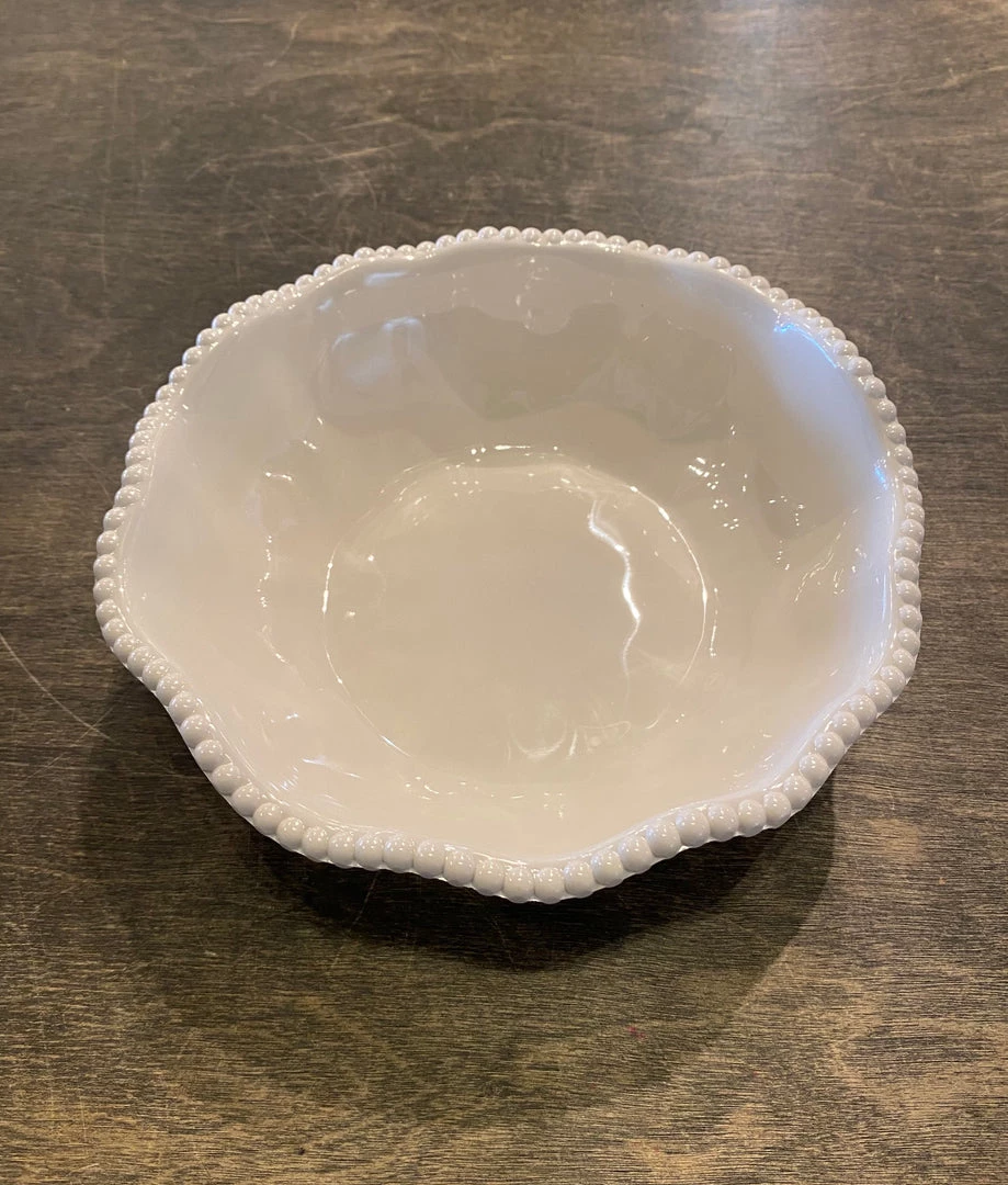 The Mint Julep Kitchen Decor Beaded Bowl, White 1 The Mint Julep Kitchen Decor Beaded Bowl, White