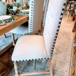 Global Imports Dining Chairs Linen Tufted Chair With Nailhead Trim