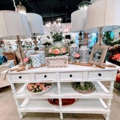 Global Imports Kelsey Distressed White W/ Drawers Console Consoles, Breakfronts, & Sideboards