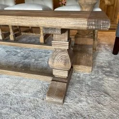 Global Imports Solid Elm Carved Bench Dining Chairs