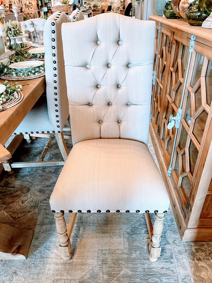 Global Imports Dining Chairs Linen Tufted Chair With Nailhead Trim 1 Global Imports Dining Chairs Linen Tufted Chair With Nailhead Trim