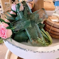 Mud Pie Home Accents Cross Glass Ornament Sitter