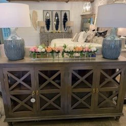 Global Imports Maxwell Mango Wood Double X Glass Console (Gray Brown)