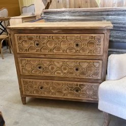 Global Imports Honeycomb Fretwork Nightstand (WhiteWash) Nightstands & Chests