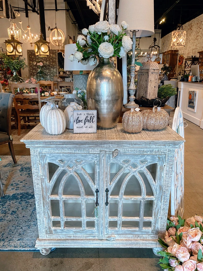 Global Imports Consoles, Breakfronts, & Sideboards Artie Cathedral Glass Door Cabinet (2 Door) 1 Global Imports Consoles, Breakfronts, & Sideboards Artie Cathedral Glass Door Cabinet (2 Door)