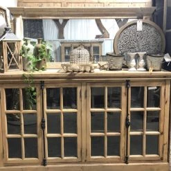 Global Imports Alyssa Elm Window Pane Console, Natural Finish Consoles, Breakfronts, & Sideboards