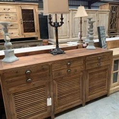 Global Imports Consoles, Breakfronts, & Sideboards Parkay Elm Wood Shutter Console