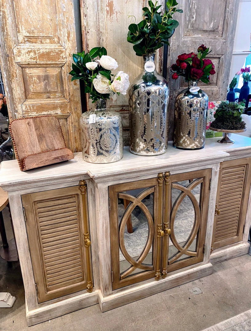 Global Imports Accent Furniture Elsie Two-Toned Mango Wood Breakfront (White & Natural) 1 Global Imports Accent Furniture Elsie Two-Toned Mango Wood Breakfront (White & Natural)