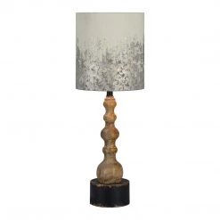 Forty West Designs Wood Table Lamp With White Metallic Shade Lamps