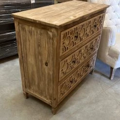 Global Imports Honeycomb Fretwork Nightstand (WhiteWash) Nightstands & Chests