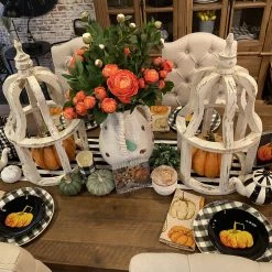 C&G Home Accents White Distressed Round Open Lantern