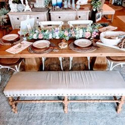 Global Imports Dining Chairs Calloway Linen Upholstered Bench (Various Colors)